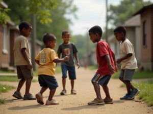 Crianças explorando sua comunidade e vizinhança