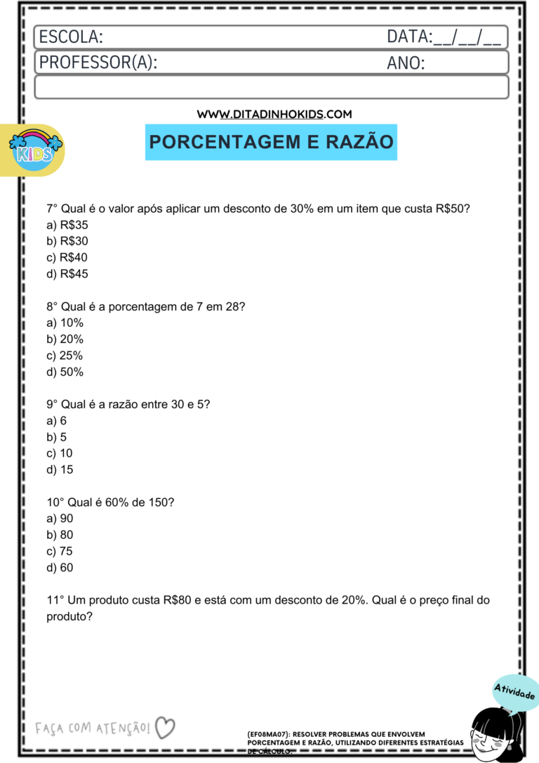 Atividades de Matemática do 6° ao 9° Ano - DitadinhoKIDS