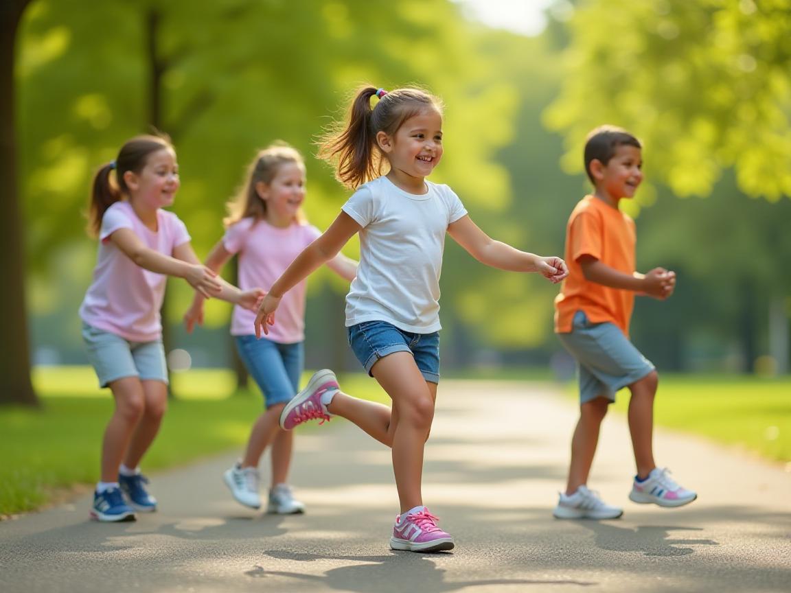 Crianças praticando exercícios de equilíbrio