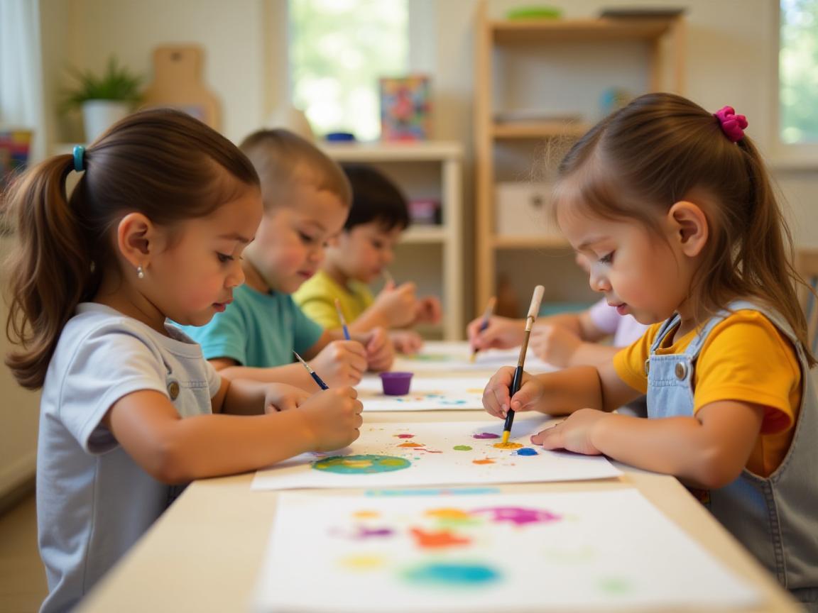 Crianças explorando os elementos básicos da arte