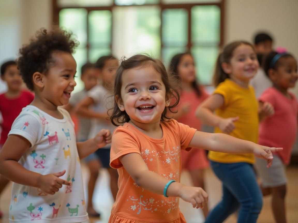 Crianças se expressando através da dança e movimento