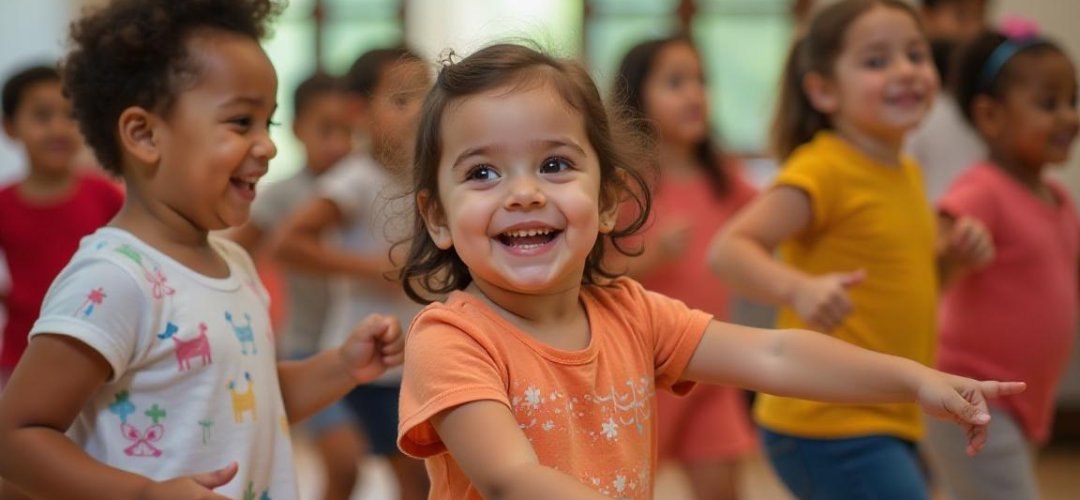 Crianças se expressando através da dança e movimento